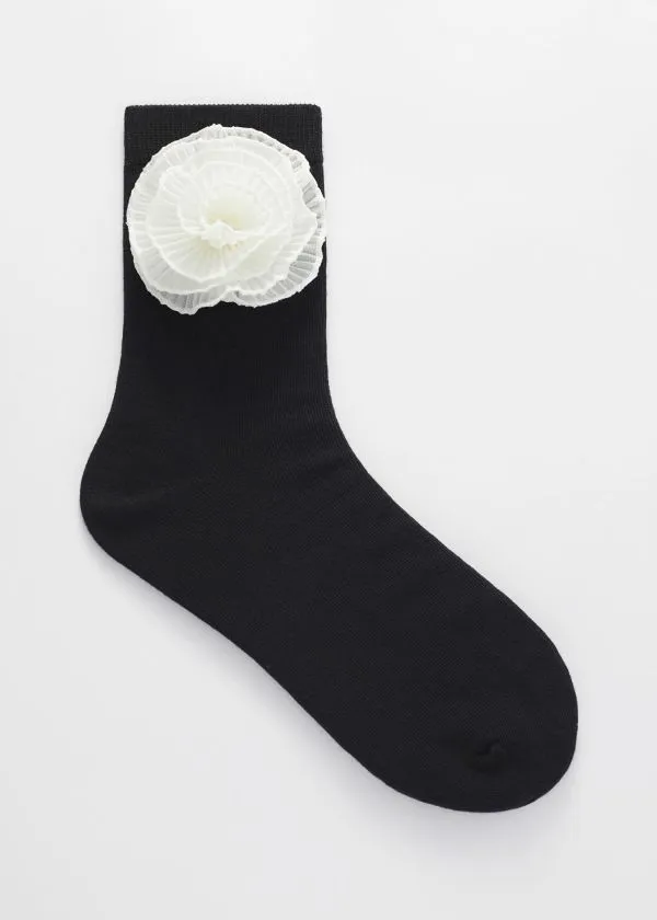 Women Socks and Tights and Other Stories Flower Appliqu Socks Black