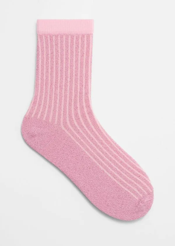 Women Socks and Tights and Other Stories Ribbed Glitter Socks Pink