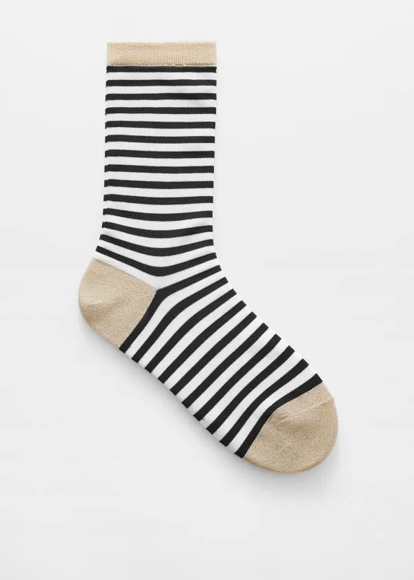 Women Socks and Tights and Other Stories Striped Glitter Socks Blackandwhite
