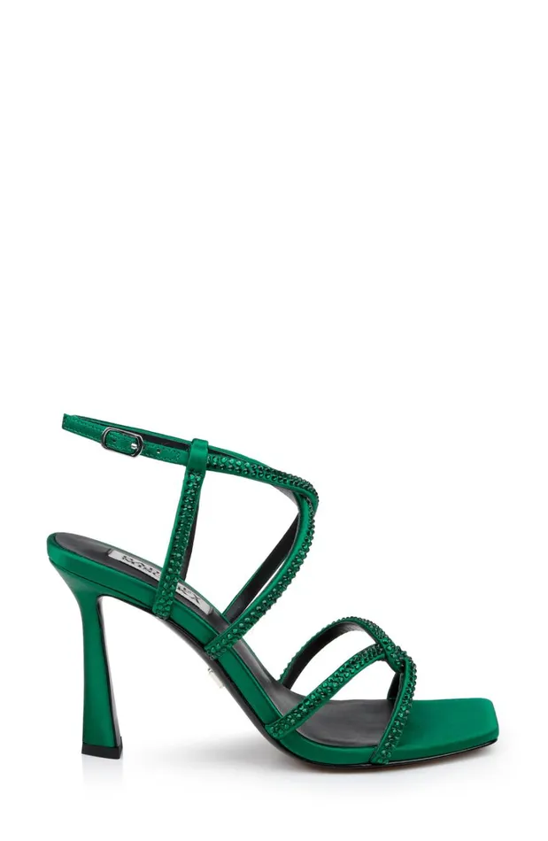 Women Stiletto Badgley Mischka Brooke Strappy Bejeweled Stiletto Sandal Black