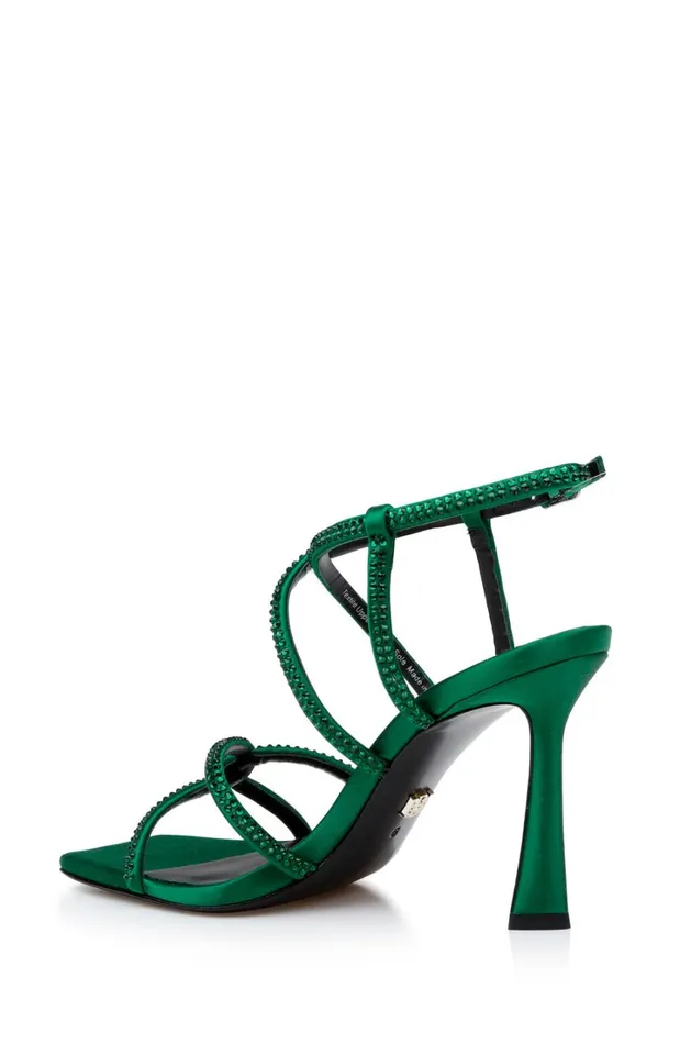 Women Stiletto Badgley Mischka Brooke Strappy Bejeweled Stiletto Sandal Black