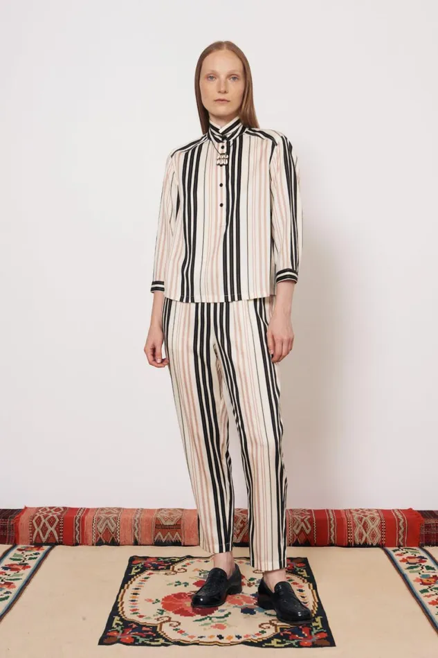 Women Sueded Tencel Savanna Ecru Ghana Blouse Raquel Allegra Tops
