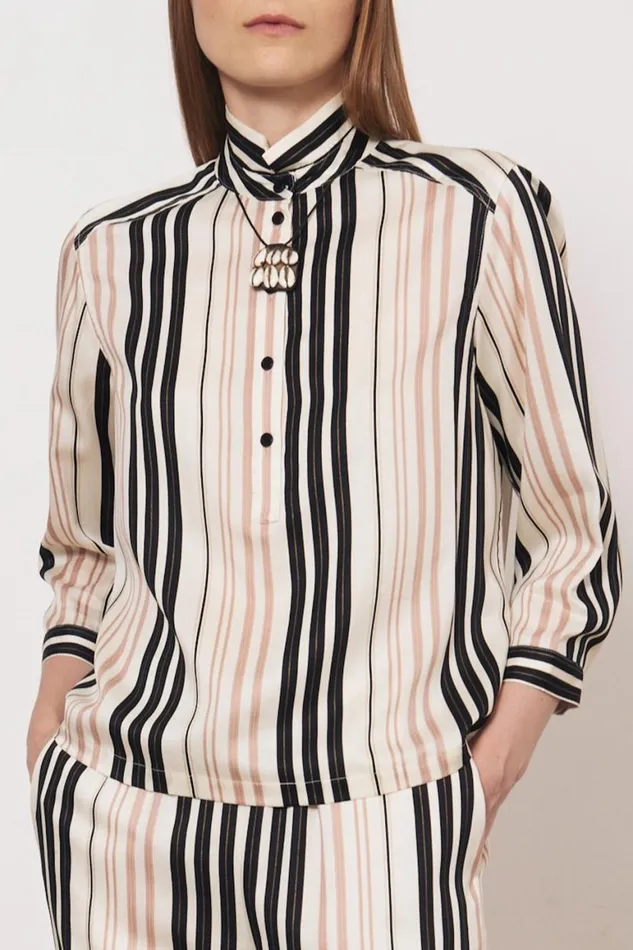 Women Sueded Tencel Savanna Ecru Ghana Blouse Raquel Allegra Tops