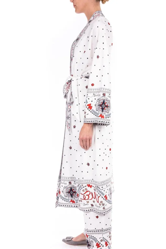 Women Suits Badgley Mischka Georgette Printed Duster Jacket Ivory Multi Women Suits Badgley Mischka Georgette Printed Duster Jacket Ivory Multi