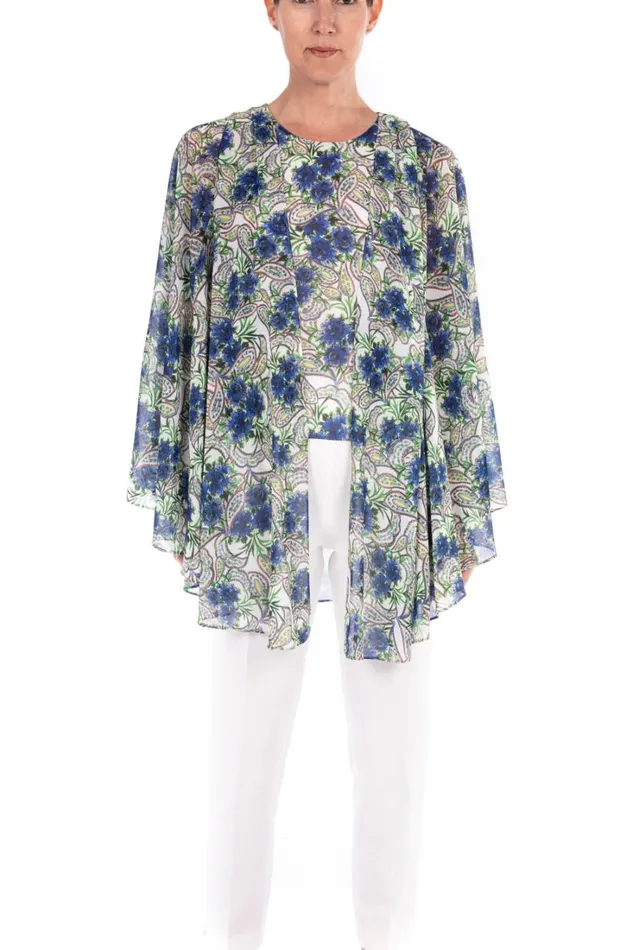 Women Suits Badgley Mischka Georgette Printed Top Blue Multi