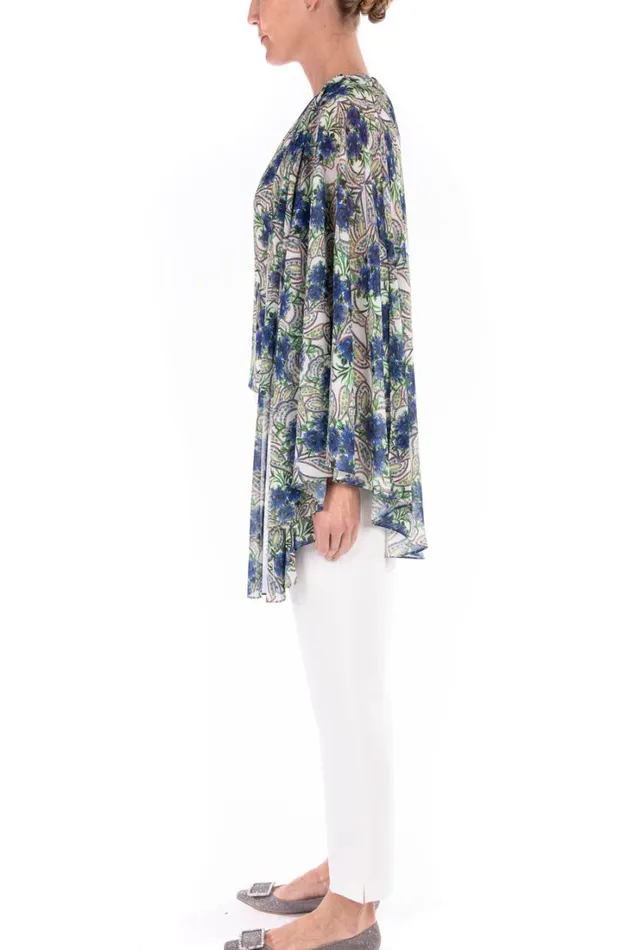 Women Suits Badgley Mischka Georgette Printed Top Blue Multi