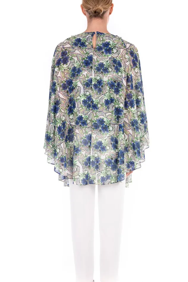 Women Suits Badgley Mischka Georgette Printed Top Blue Multi