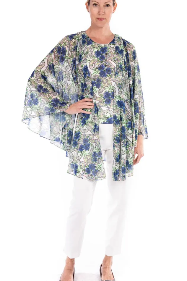 Women Suits Badgley Mischka Georgette Printed Top Blue Multi