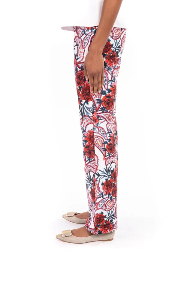 Women Suits Badgley Mischka Paisley Pants Red Multi