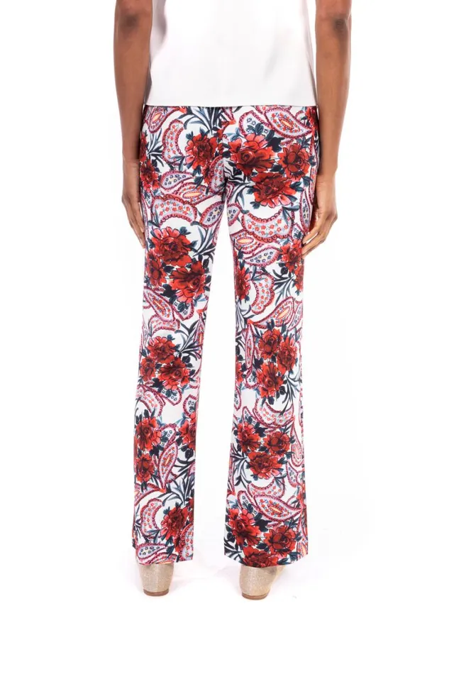 Women Suits Badgley Mischka Paisley Pants Red Multi