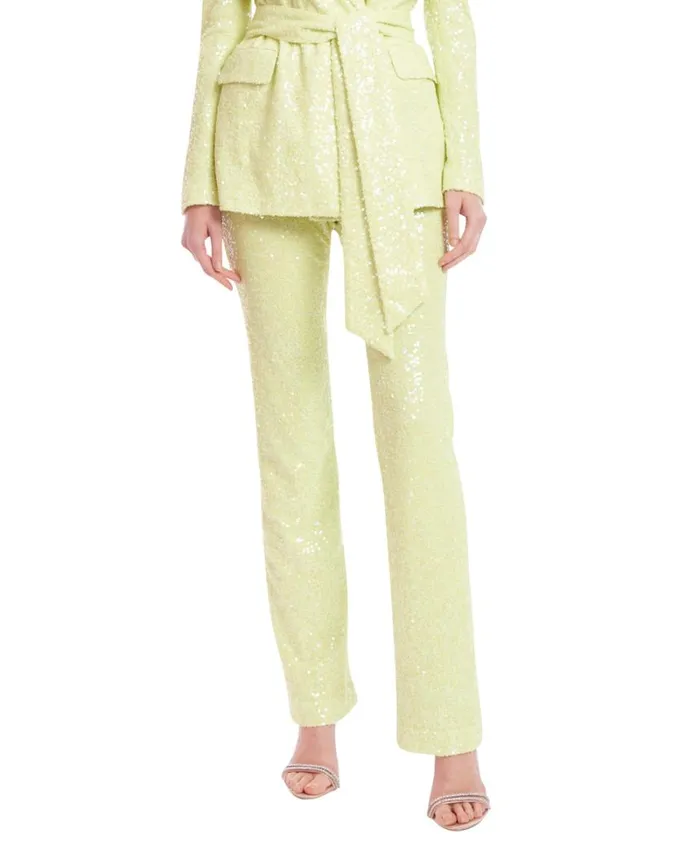 Women Suits Badgley Mischka Sparkle StraightLeg Trousers Lime