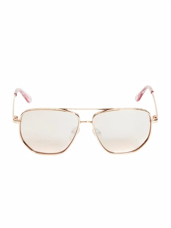 Women Sunglasses GUESS Kelly Aviator Sunglasses Shiny Rose GoldBordeaux