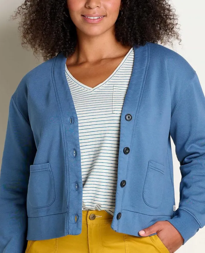 Women Sweaters Jackets and Layers Toad and Co Hemp Daybreaker Cardigan Pacific Blue
