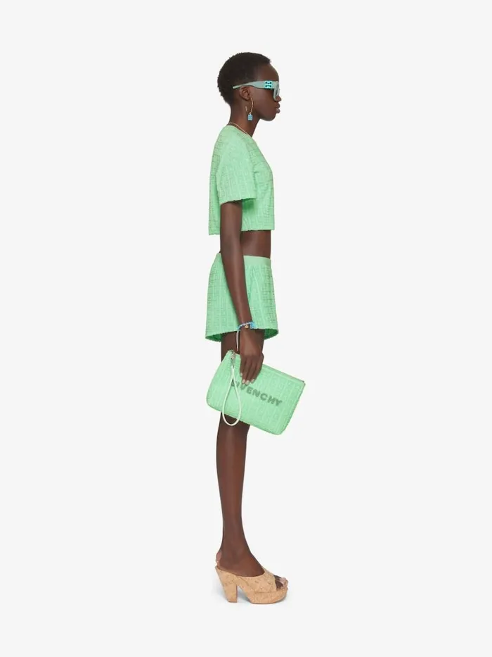 Women TShirts Givenchy Cropped Tshirt In 4G Cotton Towelling Aqua Green