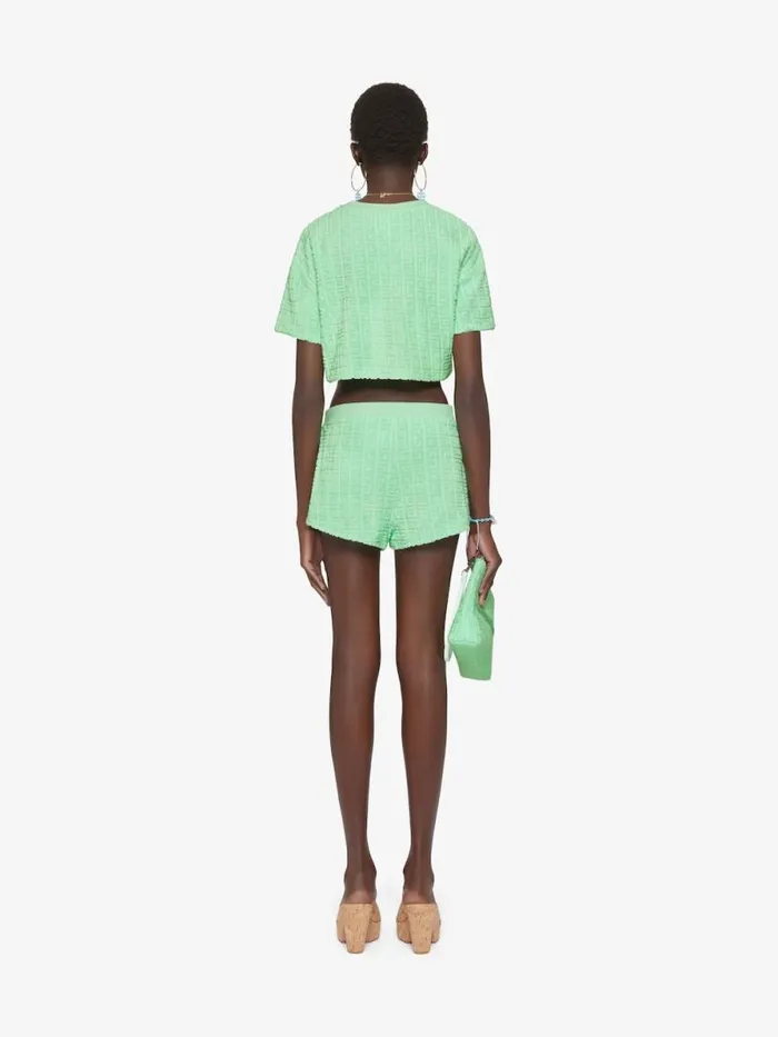 Women TShirts Givenchy Cropped Tshirt In 4G Cotton Towelling Aqua Green