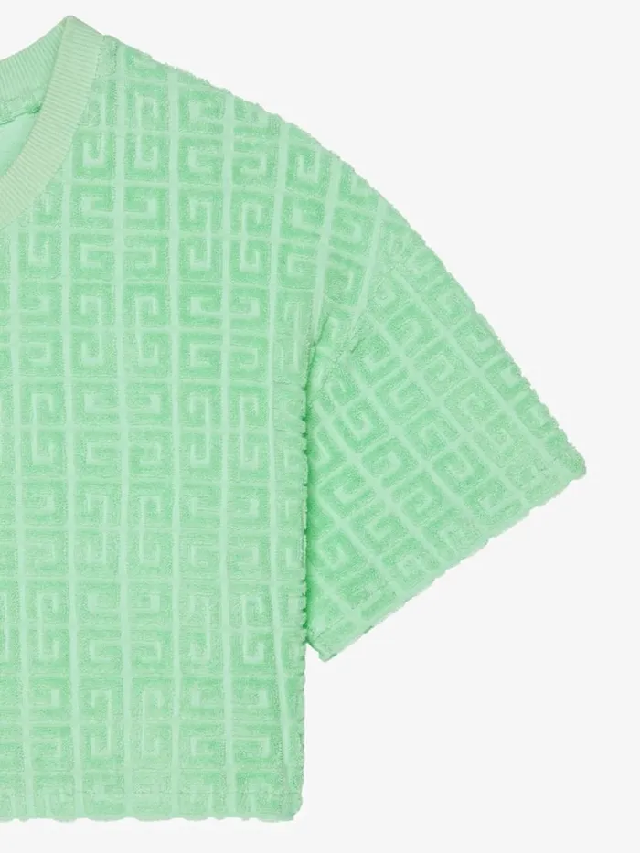 Women TShirts Givenchy Cropped Tshirt In 4G Cotton Towelling Aqua Green