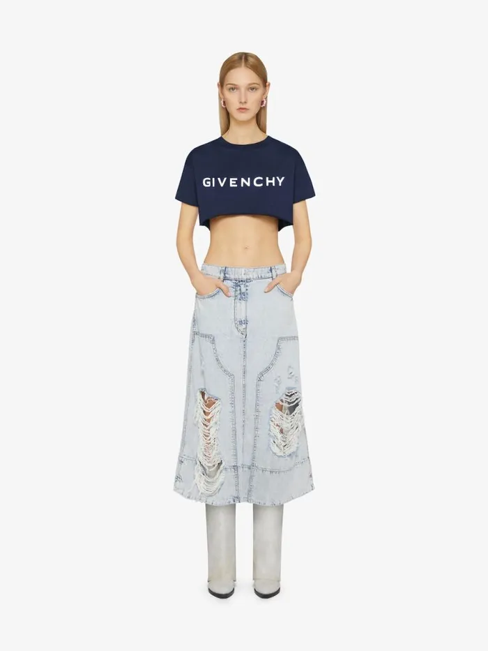 Women TShirts Givenchy GIVENCHY Archetype Cropped Tshirt In Cotton Dark Navy
