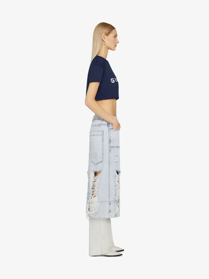 Women TShirts Givenchy GIVENCHY Archetype Cropped Tshirt In Cotton Dark Navy