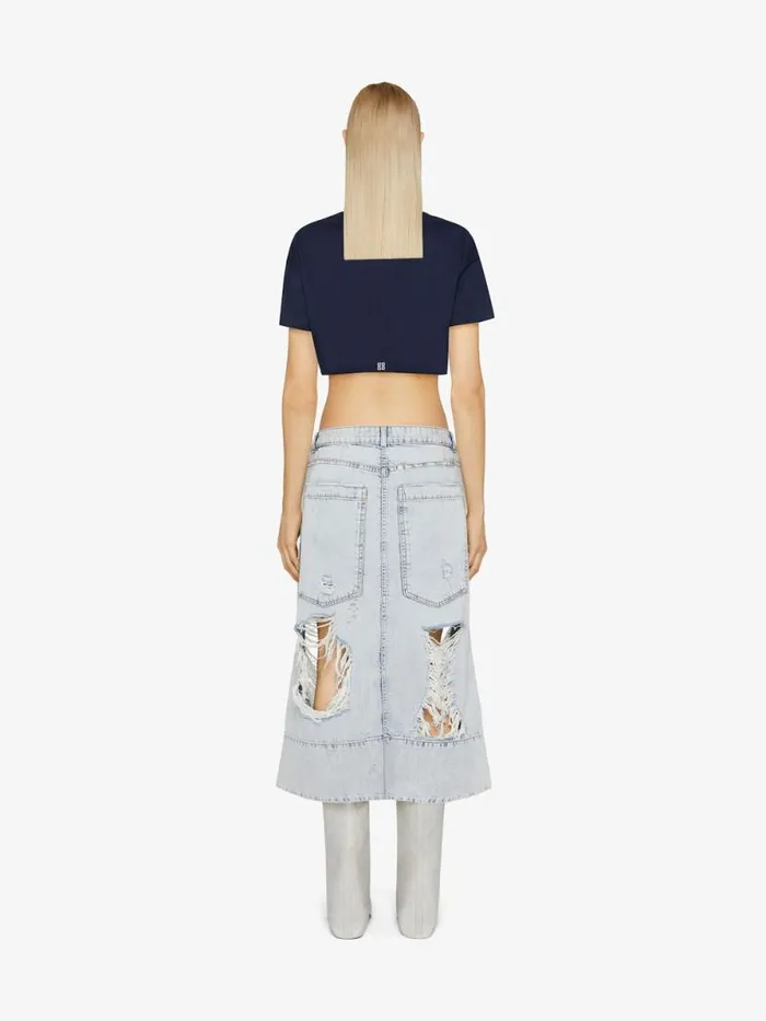 Women TShirts Givenchy GIVENCHY Archetype Cropped Tshirt In Cotton Dark Navy