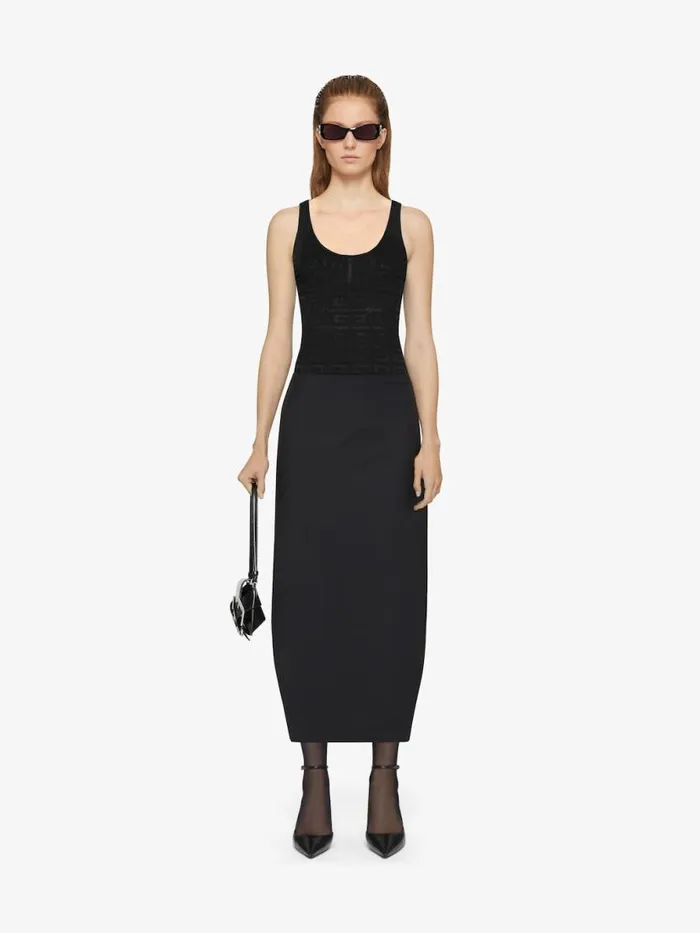 Women TShirts Givenchy Slim Tank Top In 4G Jacquard Black