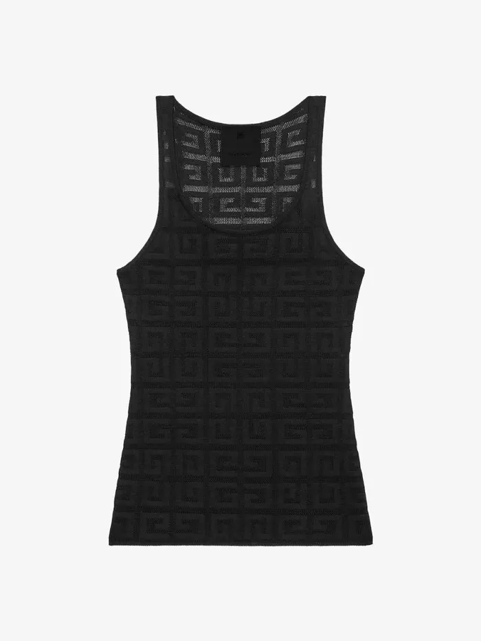 Women TShirts Givenchy Slim Tank Top In 4G Jacquard Black
