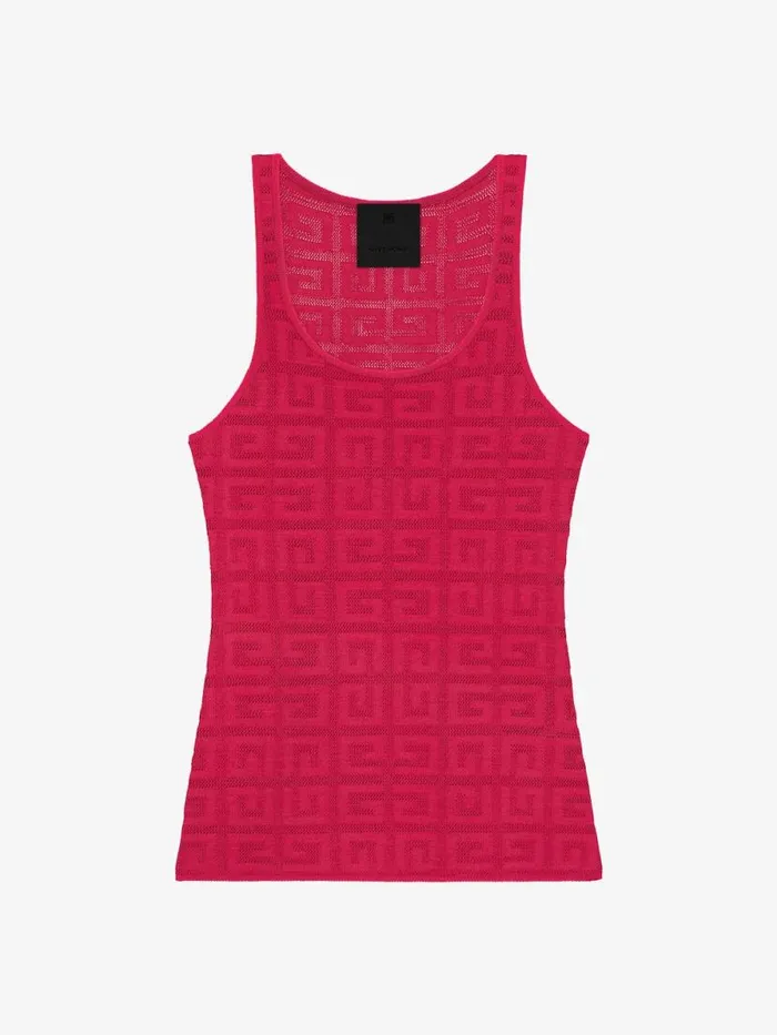 Women TShirts Givenchy Slim Tank Top In 4G Jacquard Raspberry