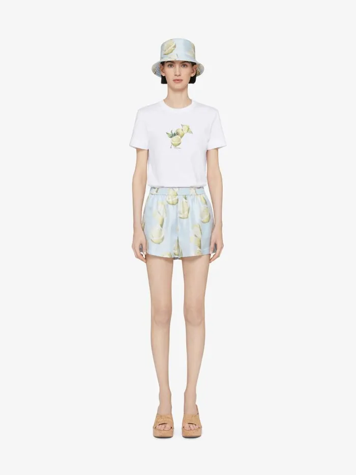 Women TShirts Givenchy Tshirt In Cotton With 4G Detail And Lemon Print White