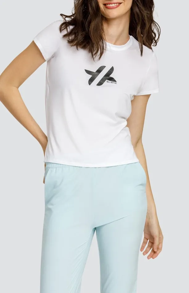 Women Tail Activewear Short Sleeve Bijou Top Chalk White With Logo