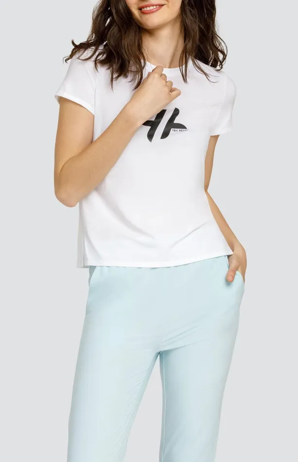 Women Tail Activewear Short Sleeve Bijou Top Chalk White With Logo