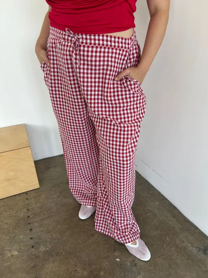 Women The Perfect Pant Red Gingham Lisa Says Gah Bottoms