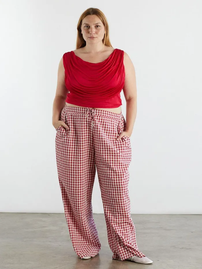 Women The Perfect Pant Red Gingham Lisa Says Gah Bottoms