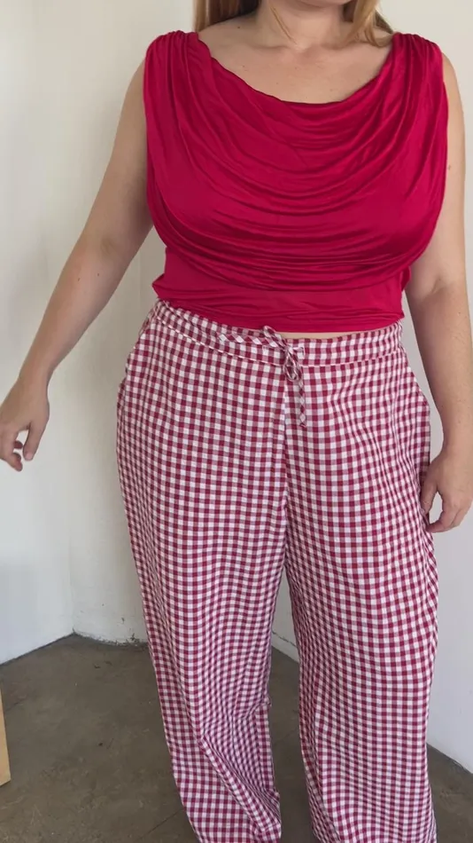 Women The Perfect Pant Red Gingham Lisa Says Gah Bottoms
