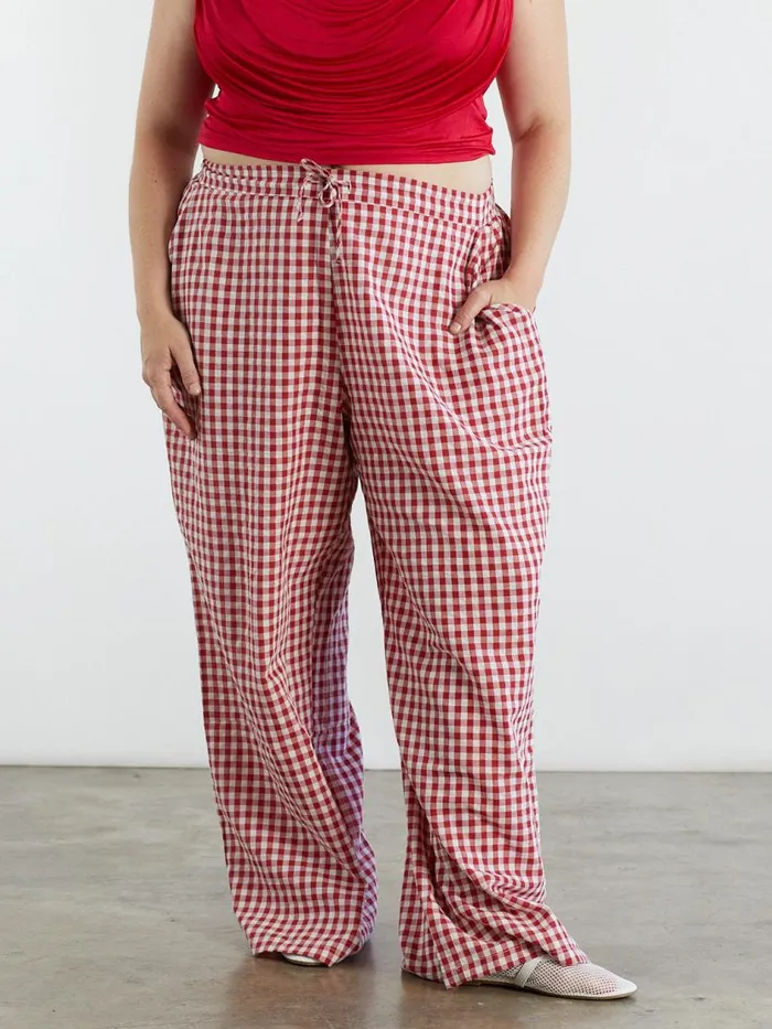 Women The Perfect Pant Red Gingham Lisa Says Gah Bottoms