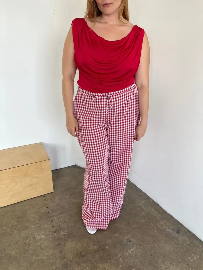 Women The Perfect Pant Red Gingham Lisa Says Gah Bottoms