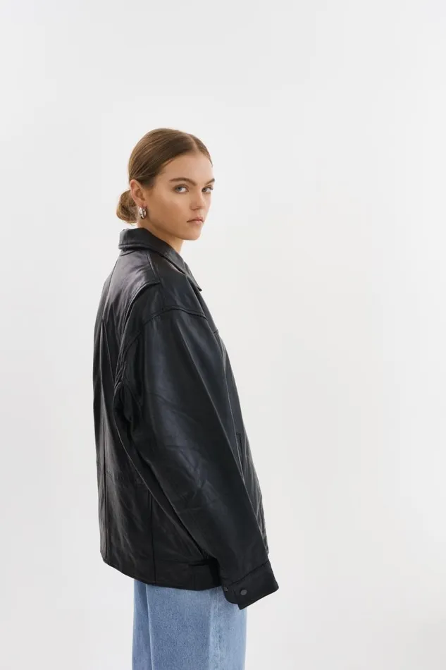 Women THEIA Leather Bomber Jacket Black LAMARQUE Bombers Women THEIA Leather Bomber Jacket Black LAMARQUE Bombers