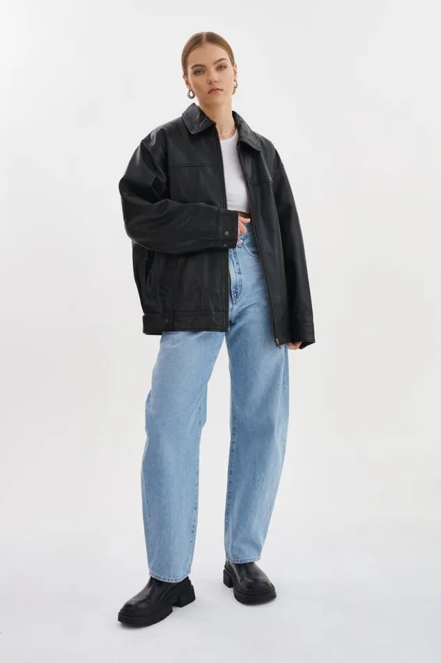 Women THEIA Leather Bomber Jacket Black LAMARQUE Bombers Women THEIA Leather Bomber Jacket Black LAMARQUE Bombers