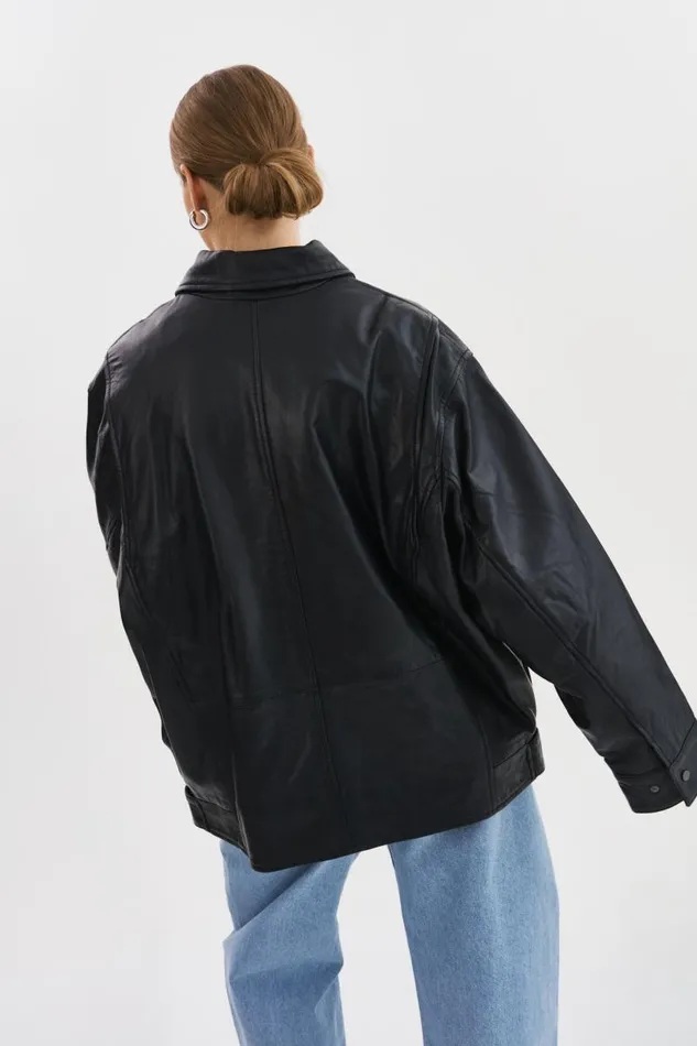 Women THEIA Leather Bomber Jacket Black LAMARQUE Bombers Women THEIA Leather Bomber Jacket Black LAMARQUE Bombers