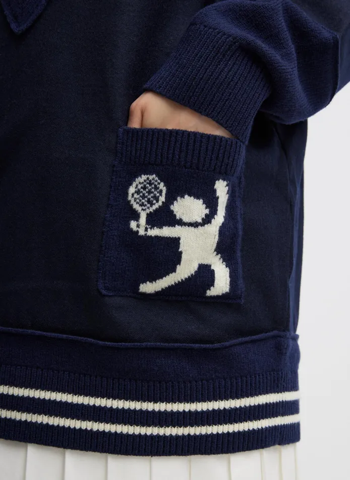 Women Tibi Knitwear and Sweatshirts Tilden Deep VNeck Tennis Sweater