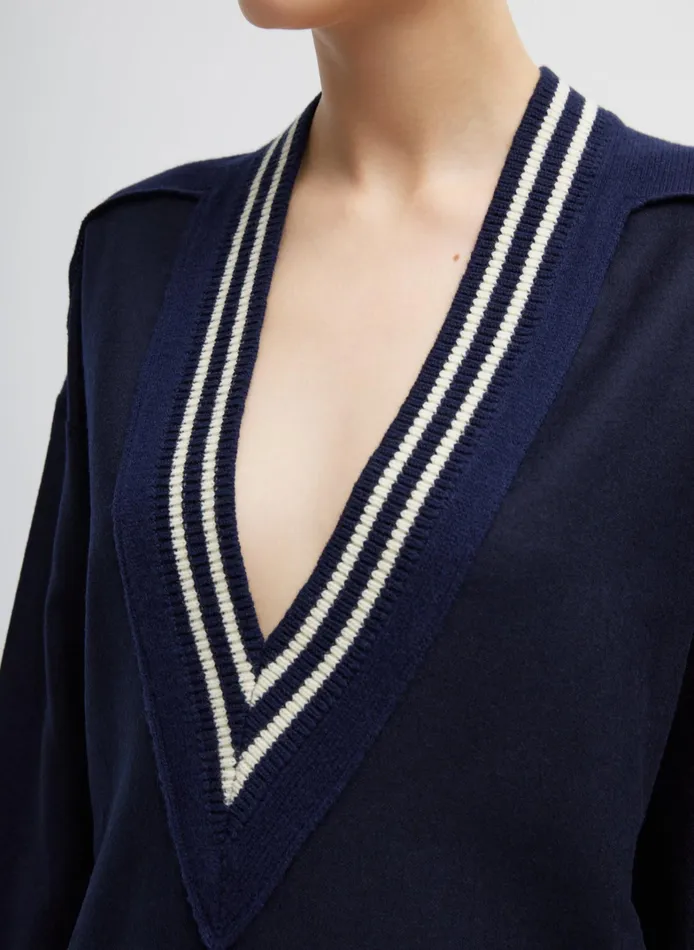 Women Tibi Knitwear and Sweatshirts Tilden Deep VNeck Tennis Sweater
