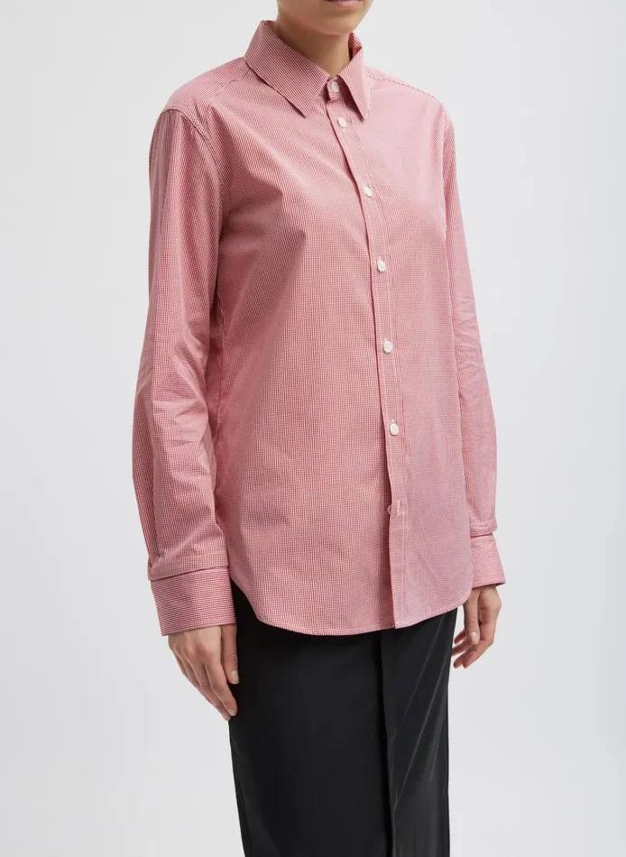 Women Tibi Tops Mini Check Shirting Detached Slim Shirt