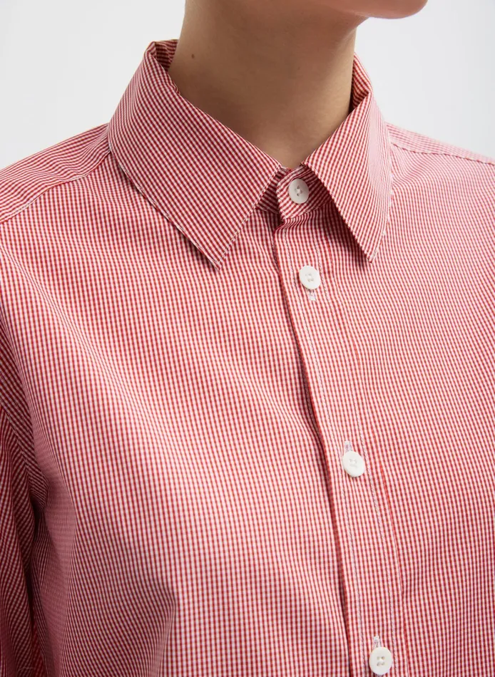 Women Tibi Tops Mini Check Shirting Detached Slim Shirt