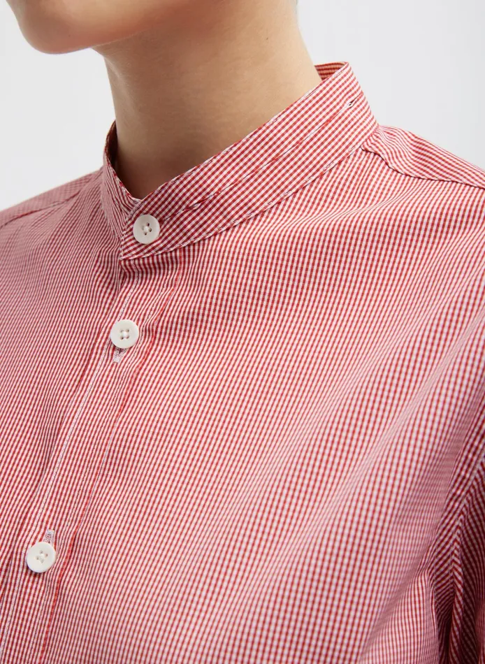 Women Tibi Tops Mini Check Shirting Detached Slim Shirt