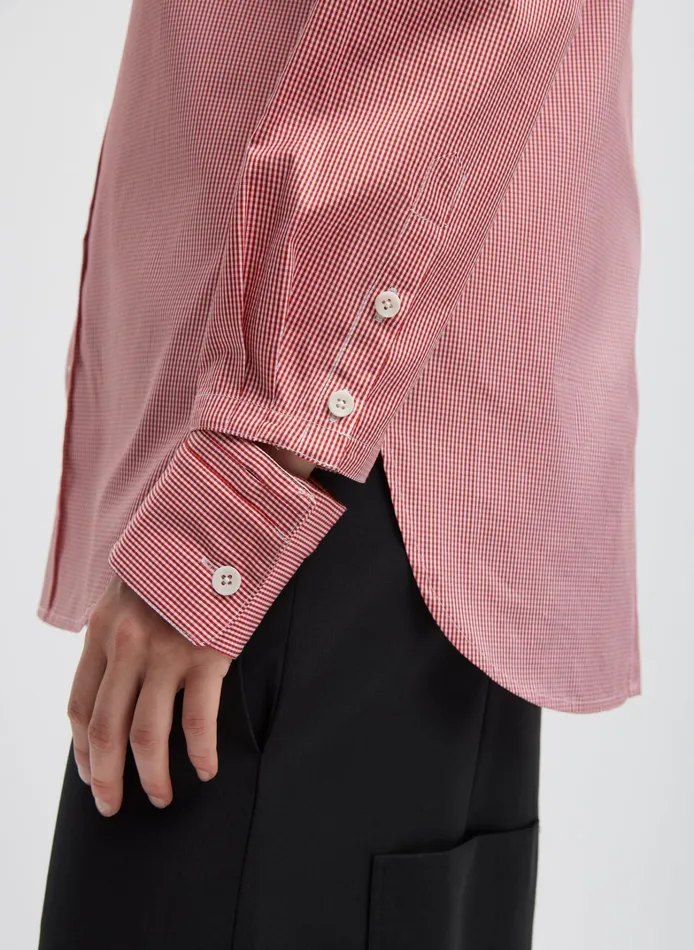 Women Tibi Tops Mini Check Shirting Detached Slim Shirt