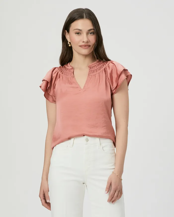 Women Tops and Blouses PAIGE Moriah Top 8211 Pink Terracotta