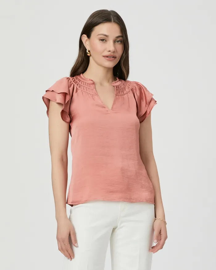 Women Tops and Blouses PAIGE Moriah Top 8211 Pink Terracotta Women Tops and Blouses PAIGE Moriah Top 8211 Pink Terracotta