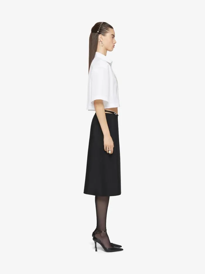 Women Tops and Shirts Givenchy Cropped Shirt In Poplin With Crystals Silvery