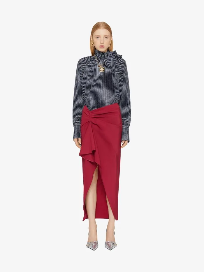 Women Tops and Shirts Givenchy Polka Dots Blouse In Silk With Lavallire Navywhite