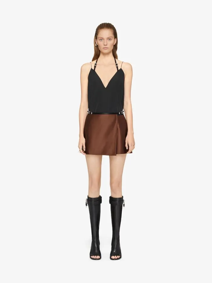 Women Tops and Shirts Givenchy Voyou Top In Cotton Taffetas Black