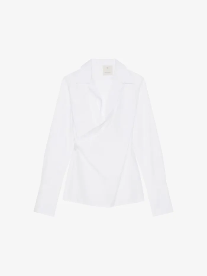 Women Tops and Shirts Givenchy Wrap Shirt In Poplin White
