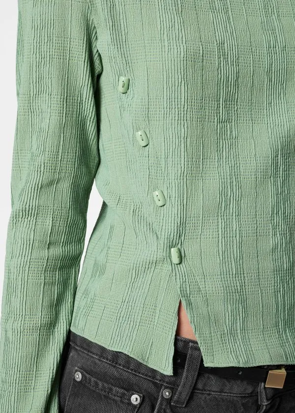 Women Tops and Tshirts and Other Stories BoatNeck FlaredSleeve Top Green